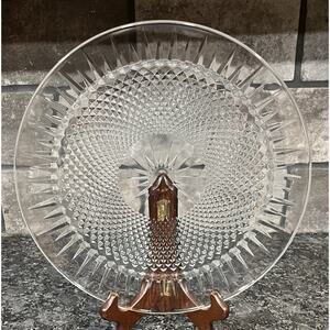 Vtg Cristal d'Arques-Durand DIAMANT Torte Plate 12 1/2" Clear, Blown Glass, Cut